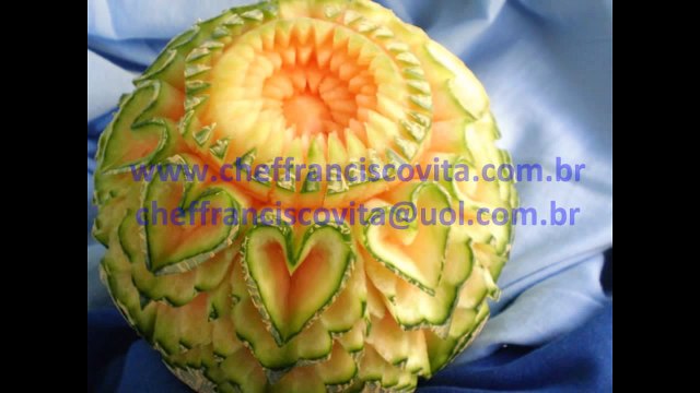 Escultura em frutas e legumes - lESSON 7 - Carving, 雕塑，西瓜，南瓜， Tác phẩm điêu khắc, 조각, 수박, 호박