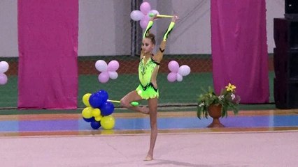 Художественная гимнастика- Александра Донец - упражнения с булавами (Чемпионат Украины-2015)