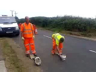 Road worker trick fail (The Original Hard Hat Challenge)