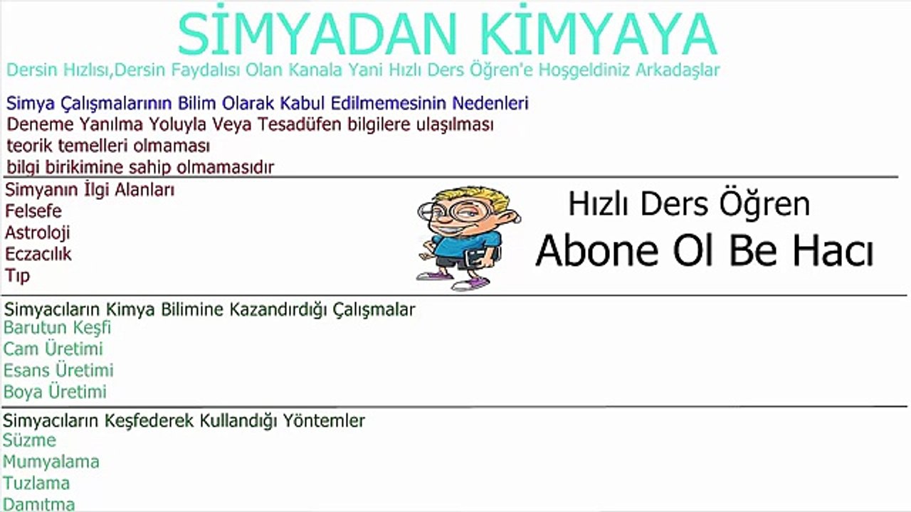 3 Dk'da Simyadan Kimyaya YGS-LYS-1.Bölüm