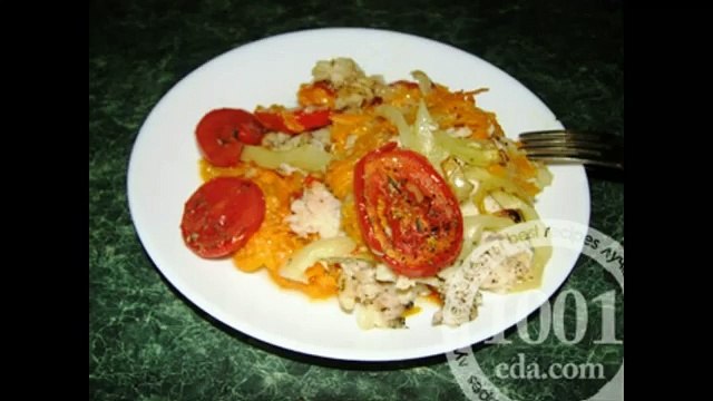 Рыба диетическая, запеченная с овощами