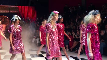 A finale of pink paillette dresses at Dolce&Gabbana