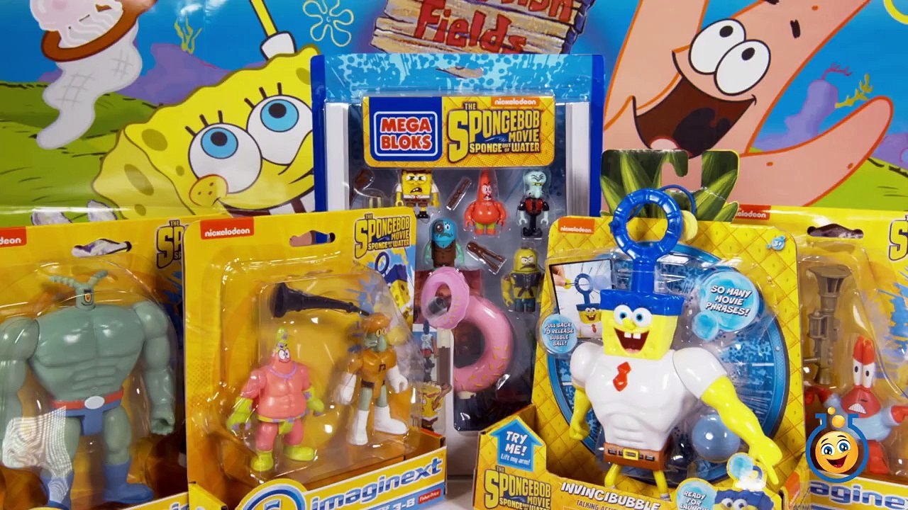 SpongeBob Sponge Out of Water Toys, Mega Bloks Post Apocalyptic Pack, and Imaginext Action Figures