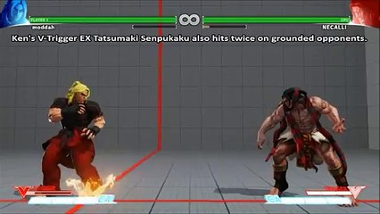 Ken: V-Trigger EX Tatsumaki Senpukyaku (maximum number of hits)