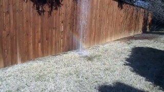 Gushing sprinkler head.