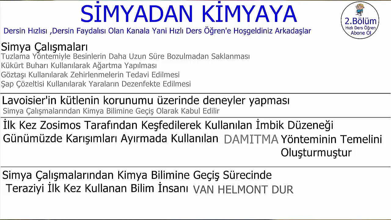 2 Dk'da Simyadan Kimyaya YGS-LYS 2.Bölüm