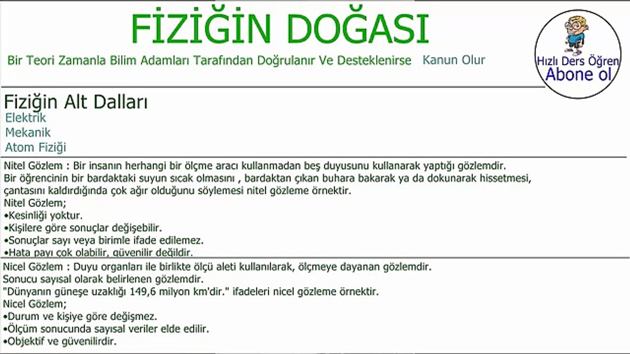 5 Dk'da Fiziğin Doğası 2.Bölüm YGS-LYS