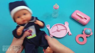 Baby Doll Eating Time Lunch with Food and Bottle - Baby Dolls Toys Collection