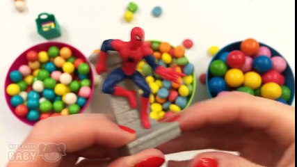 BUBBLE GUM BALLS Hidden Surprise Toys Gumball - SPIDER-MAN + SHOPKINS + FROZEN