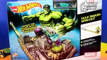 Hot Wheels Hulk Smash Spin Out with Spiderman Thore Captain America Wolverine Marvel Avengers Cars