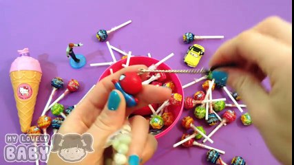 Giant Surprise Egg Opening with Lollipops, Disney Frozen, Hello Kitty Toys and SpongeBob Egg