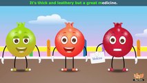 Pomegranate Fruit Rhyme for Children, Pomegranate Cartoon Fruits Song for Kids