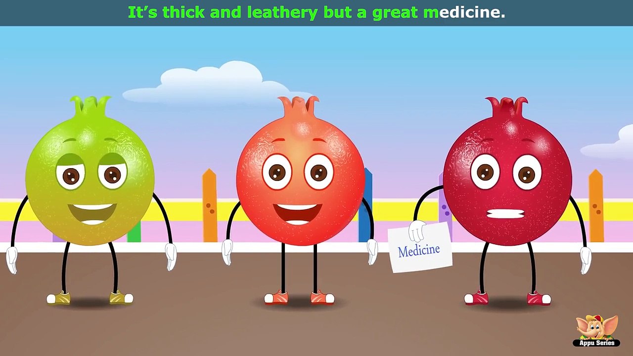 Pomegranate Fruit Rhyme for Children, Pomegranate Cartoon Fruits Song for Kids