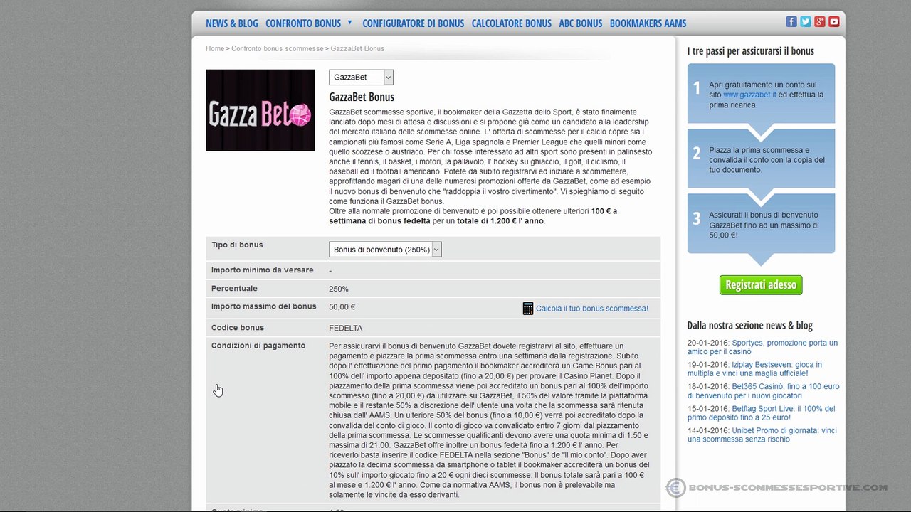 Bonus Benvenuto Gazzabet