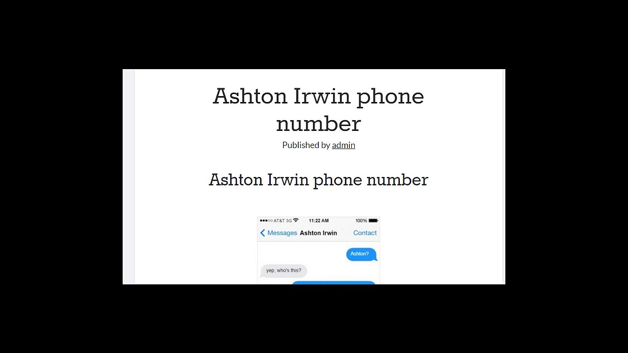Ashton Irwin phone number
