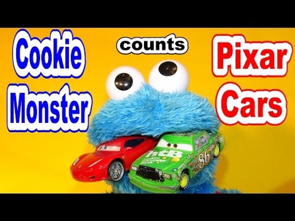 Counting Pixar Cars Race Cars with Cookie Monster Count n'Crunch