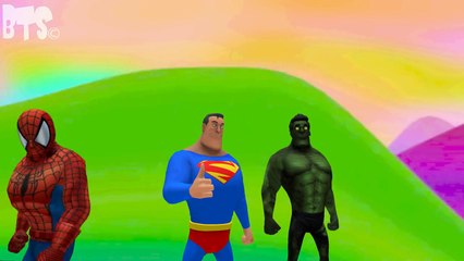 Wheels on the Bus Nursery Rhyme Song Spiderman Hulk Superman | Kids Playground