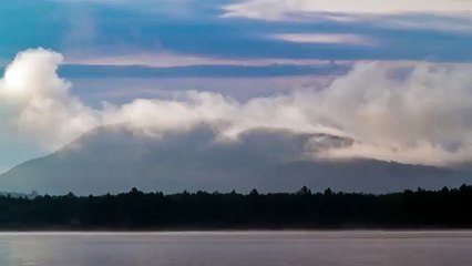 Beachfront B-Roll- Early Morning Mountain Fog HD Stock Video Footage)