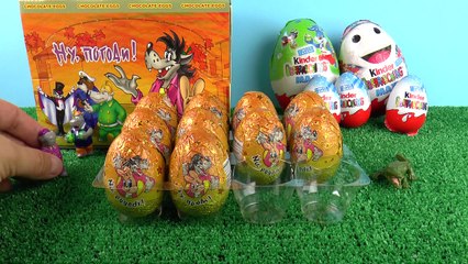 14 Kinder Surprise Eggs Unboxing Maxi Easter Maxi Valentine day Nu, Pogodi Eggs Ну, погоди! Яйца