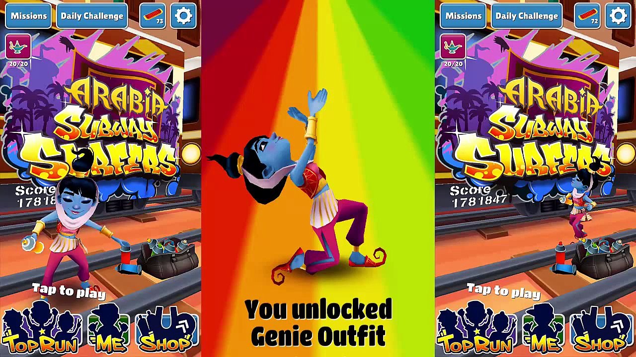 Мультфильм ИГРА - subway surfers - gameplay - amira genie