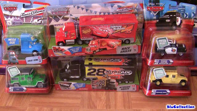 Disney Cars Trucks Mack hauler truck w/ Nitroade Semi Dinoco Gray Hummer ToysRus toys