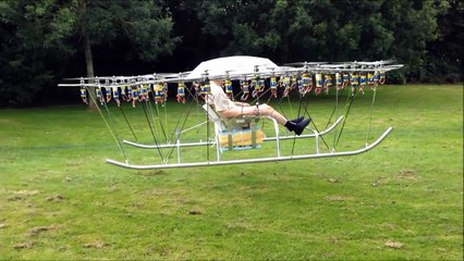Crazy Inventor Creates Helicopter out of Drones