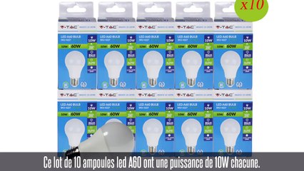 Pack 10 ampoules led E27, 10W, 806 lm, 200°, blanc froid