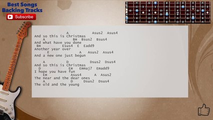 Happy X-Mas (War Is Over) John Lennon Guitar Backing Track with scale, chords and lyrics
