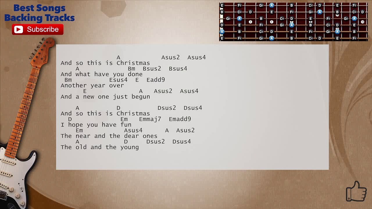 Happy X-Mas (War Is Over) John Lennon Guitar Backing Track with scale, chords and lyrics