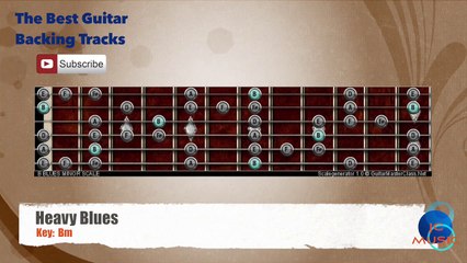 Heavy Blues Bm Guitar Backing Track with scale chart