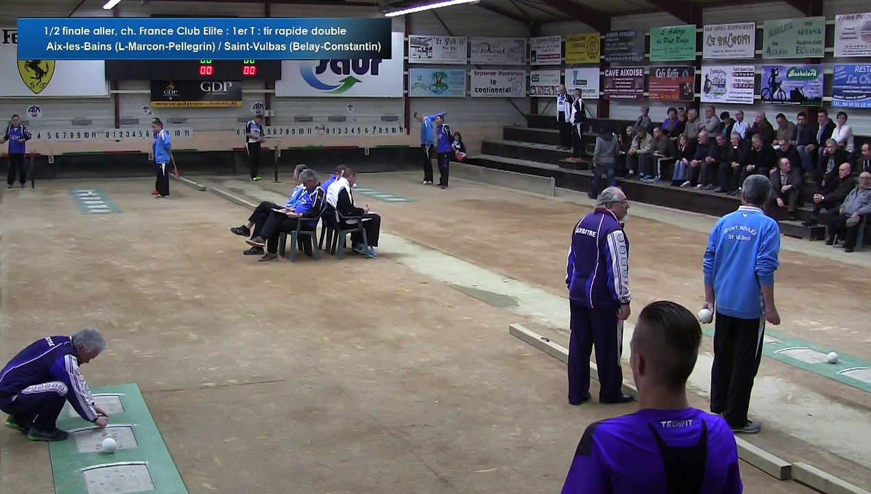 Tir rapide double, 1er tour, Club Elite M demi-finale, Aix-les-Bains vs Saint-Vulbas, Sport Boules, saison 2015-2016