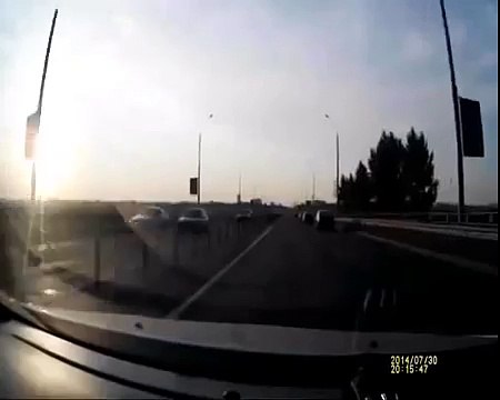 Motorcycle crash, rider flips and lands on feet on car roof #SpidermanStyle - Complete Footage