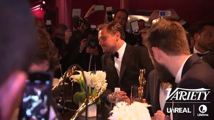 Leonardo DiCaprio gets his Oscar engraved at the Governors Ball: "Do you do this every year? I wouldn't know."