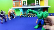 Hulk Fights Shredder Krang and Dogpound Teenage Mutant Ninja Turtles Splinter TMNT toy stories