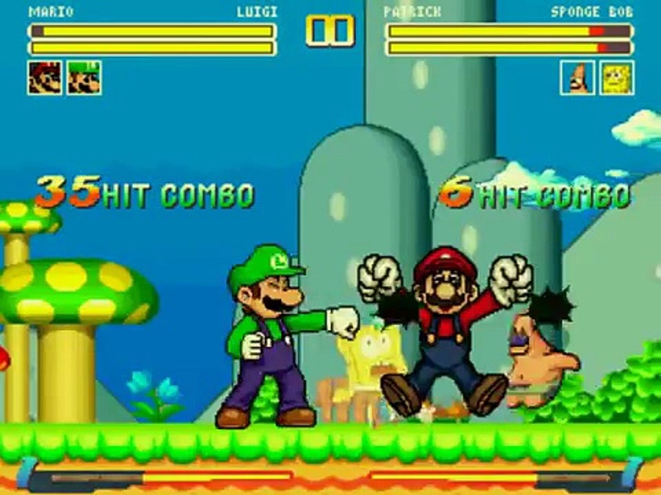 Mario & Luigi vs Sponge Bob & Patrick - Cartoon Mugen