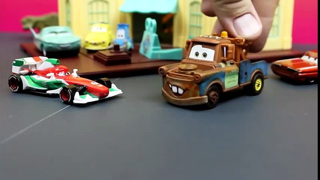 Disney Pixar Cars Tokyo Mater Races for Radiator Springs with Francesco Bernoulli down a race track