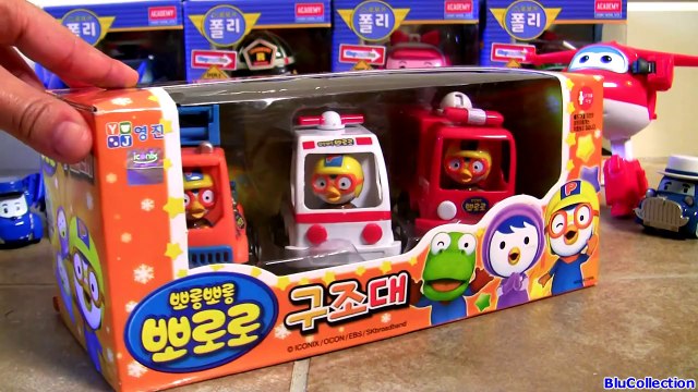 Pororo the Little Penguin 뽀롱뽀롱 뽀로로 Rescue Team Cars Trucks Ambulance & Fire Truck