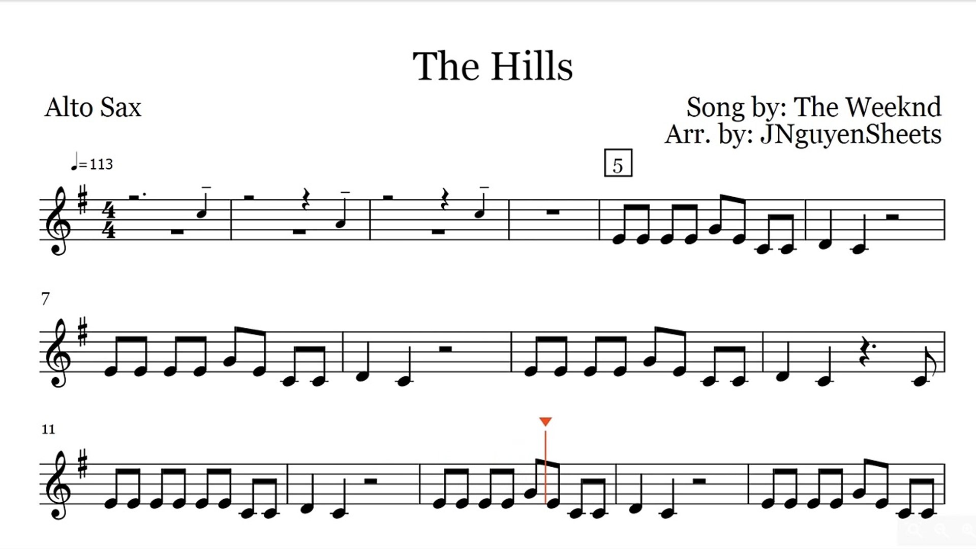 The Weeknd The Hills (Saxophone Sheet Music)