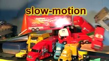 Pixar Cars with Lightning McQueen, in Slow Motion Ramp Jumps and Crashes