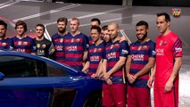Neymar tenta fazer graça em foto oficial do Barça e leva bronca de Suárez
