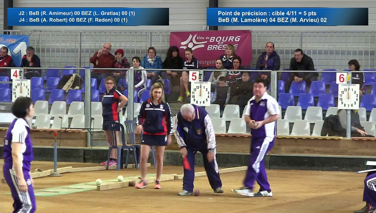 Point de précision, second tour, Club Elite Féminin, J10, Bourg-en-B. vs Béziers, Sport Boules, saison 2015-2016