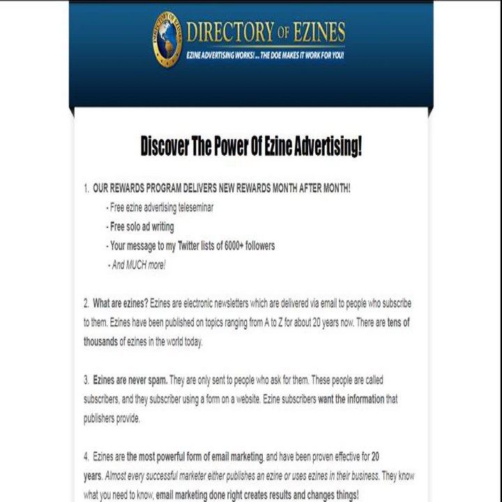Directory of Ezines 2.0 (DOE) Review Pros and Cons Inside Look 2012