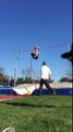 Pole Vaulter Sends Pole Flying Over Crowd