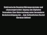 Read Elektronische Benutzerführungssysteme und chancengerechter Zugang zum digitalen Fernsehen: