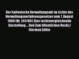 Read Der italienische Verwaltungsakt im Lichte des Verwaltungsverfahrensgesetzes vom 7. August