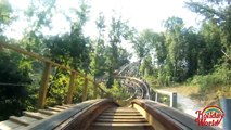 Holiday Worlds Voyage wooden roller coaster POV in HD