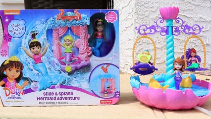 MERMAIDS! Dora & Friends Color Change Doll + Little Mermaid Ariel Floating Fountain Pool &