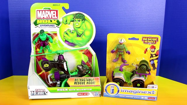 Playskool Heroes Marvel Hulk Helicopter & Imaginext Rocky Mountain ATV Solomon Grundy Rescue Center