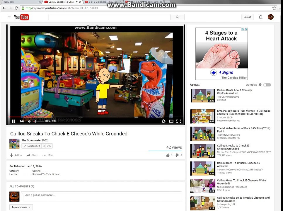 My React Episode 679: Caillou Goes To Chuck E Cheeses While Grounded