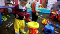 Baby playing sand and many fun toys for kids - Indoor playground for kids